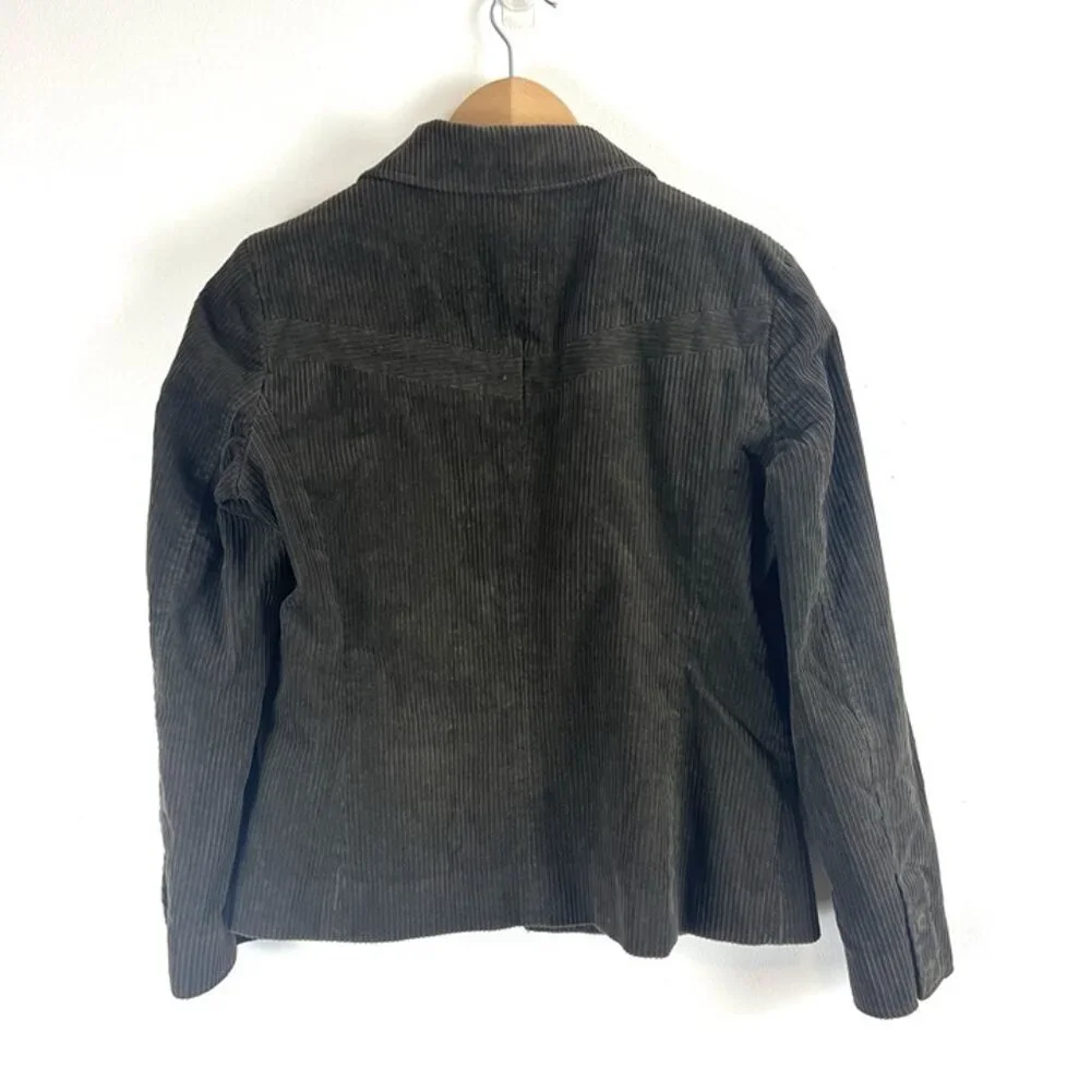 Vintage‎ Liz Claiborne Brown Wide Wale Corduroy Blazer sz 10 Petite Academia Y2K